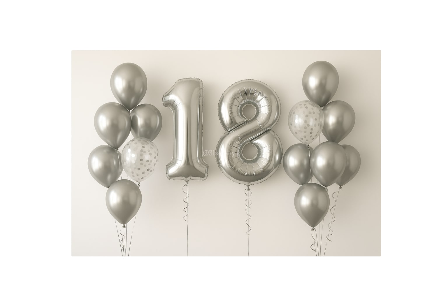 Srebrny zestaw balonów na 18 urodziny