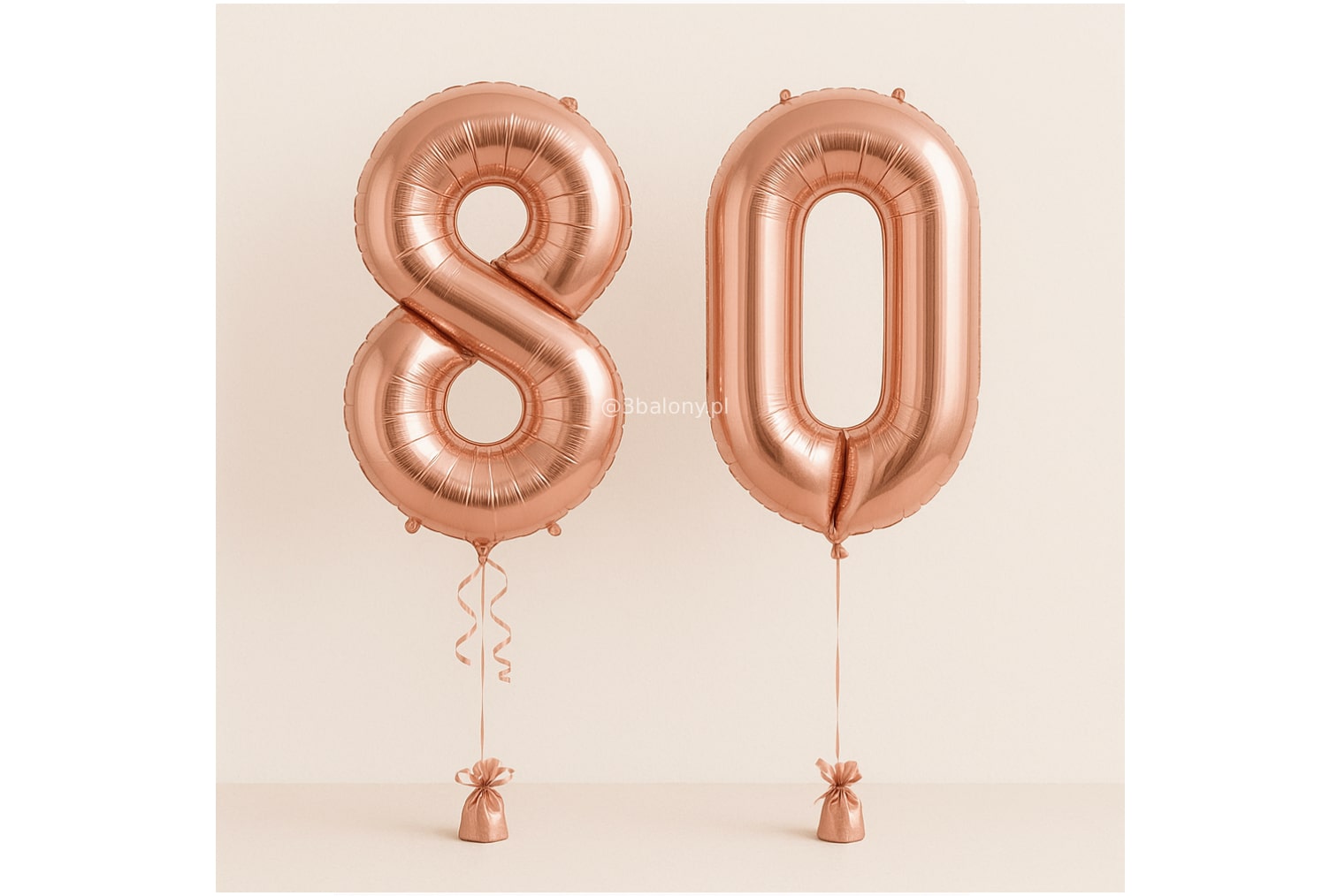 Balon foliowy Cyfra 8 i 0 w kolorze rosegold