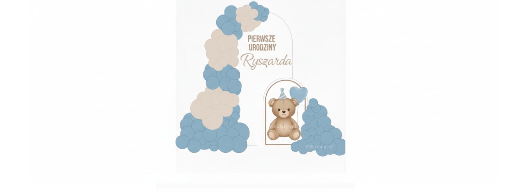 Personalizowana Tablica na Roczek dla Ryszarda | Motyw Misia i Balonów