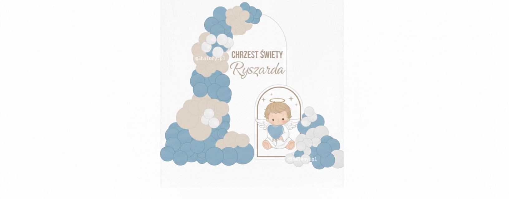 Dekoracja na Chrzest Chłopca z Balonami – Personalizowane Tło