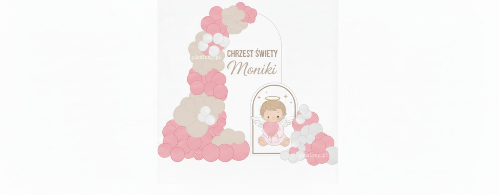 Dekoracja na Chrzest dziewczynki z Balonami – Personalizowane Tło