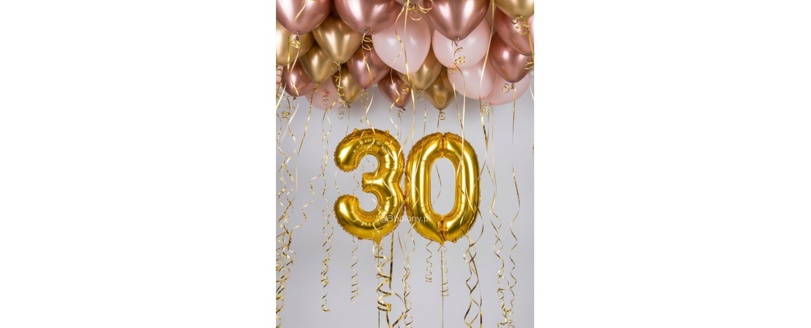 Zestaw Balonów na 30 Urodziny – Złote cyfry i balony pastelowe