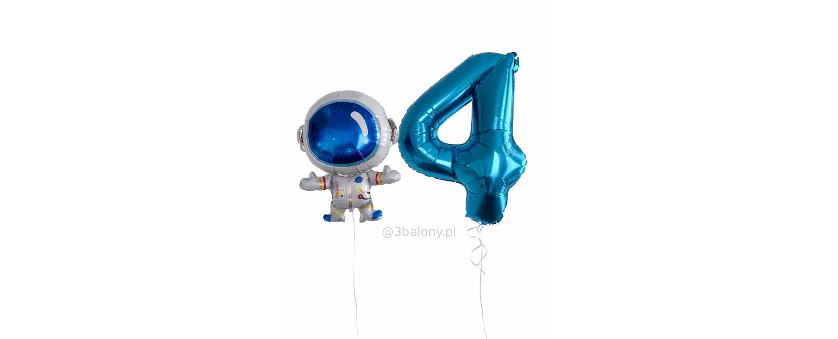 Balon cyfra 4 z balonem astronauta pompowany helem
